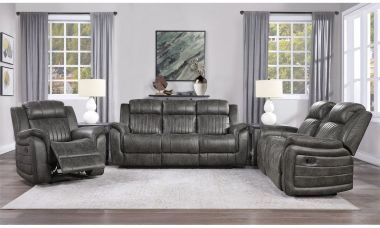 Homelegance Centeroak 3pc Double Reclining Livingroom Set in Brownish Gray