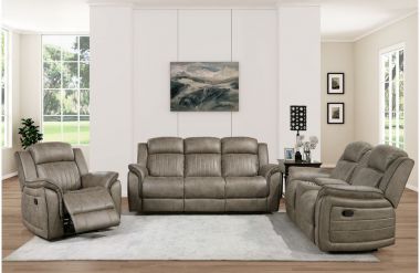 Homelegance Centeroak 3pc Double Reclining Livingroom Set in Sandy Brown