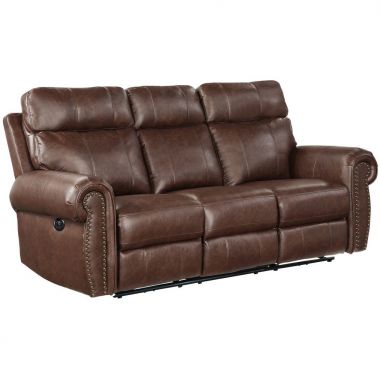 Homelegance Granville Power Double Reclining Sofa in Brown