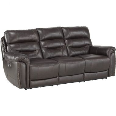 Homelegance Lance Power Double Reclining Sofa with Power Headrests in Brown