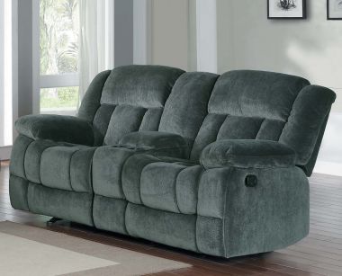 Homelegance Laurelton Doble Glider Reclining Loveseat with Console in Charcoal Finish