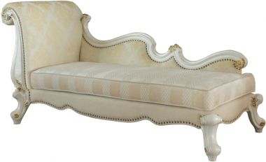 ACME Picardy Chaise with Pillows, Antique Pearl and Fabric