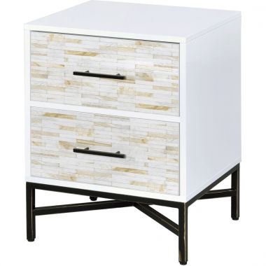 ACME Uma Nightstand/End Table, White and Weathered Wood Pattern - 97451