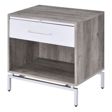 ACME Cistus Accent Table, Weathered Gray Oak and White