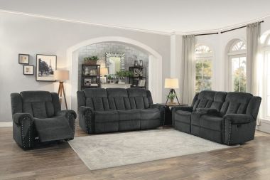 Homelegance Nutmeg 3pc Double Reclining Livingroom Set in Charcoal
