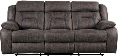 Homelegance Madrona Hill Double Reclining Sofa in Polished Microfiber in Dark Brown