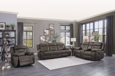 Homelegance Madrona Hill 3pc Double Reclining Livingroom Set in Dark Brown Microfiber
