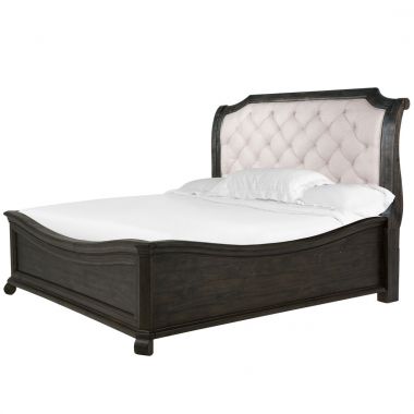 Magnussen Bellamy King Sleigh Bed with Shaped Footboard in Peppercorn