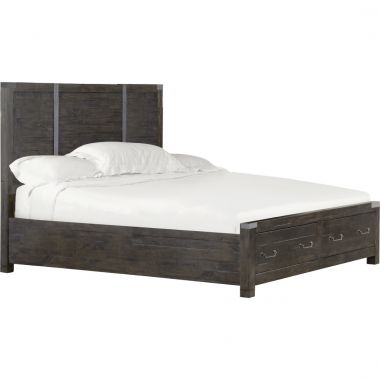 Magnussen Abington California King Panel Bed with Storage Footboard in Weathered Charcoal