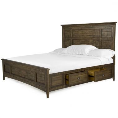 Magnussen Bay Creek Queen Panel Bed with Storage Rails in Relaxed Toasted Nutmeg