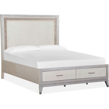 Magnussen Lenox Queen Panel Bed Storage in Warm Silver, Acadia White