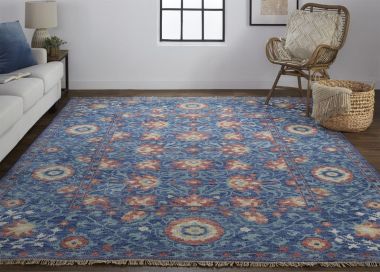 Feizy Beall Luxury Wool Rug, Ornamental Floral, Classic Blue, 3ft-6in x 5ft-6in Accent Rug