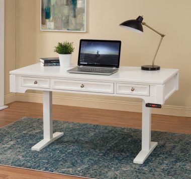 Parker House Boca 57" Power Lift Desk in Cottage White - Available to CA, AZ, NV, OR, WA, CO