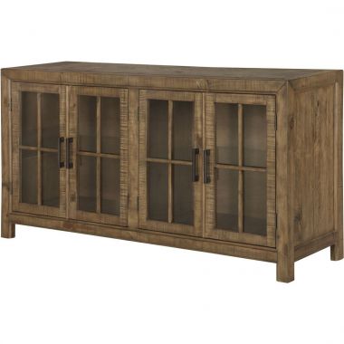 Magnussen Willoughby Buffet Curio Cabinet in Weathered Barley