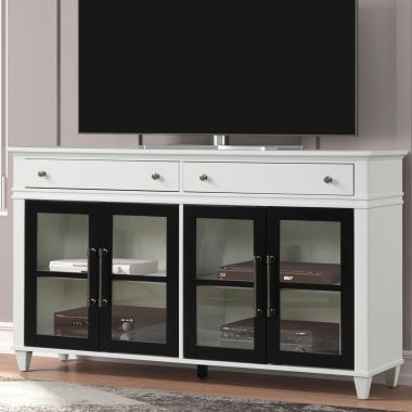 Parker House Domino 68" Console with 4 Doors and 2 Drawers in Cottage White/Black