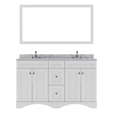 Virtu USA Talisa 60" Double Bathroom Vanity Set in White #ED-25060-WMRO-WH-002