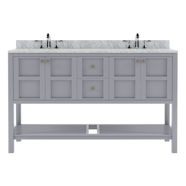 Virtu USA Winterfell 60" Double Bathroom Vanity Set in Grey #ED-30060-WMRO-GR-002-NM