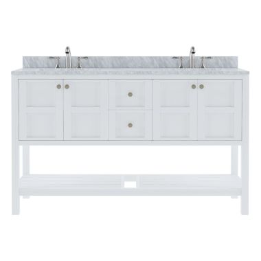 Virtu USA Winterfell 60" Double Bathroom Vanity Set in White #ED-30060-WMSQ-WH-002-NM