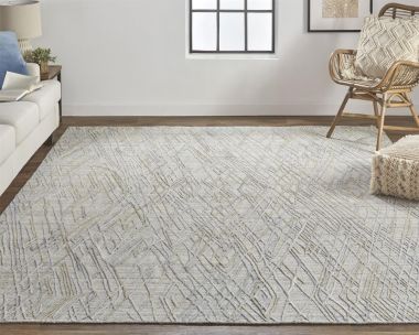 Feizy Elias Luxe Abstract Accent Rug, High/Low, Silver Gray/Blue, 3ft-6in x 5ft-6in