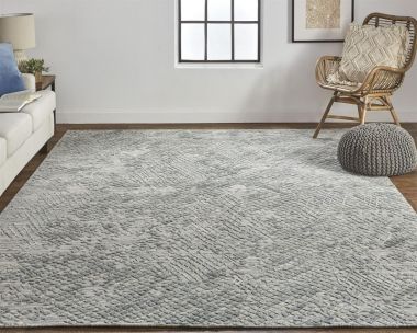 Feizy Elias Luxe Abstract Accent Rug, High/Low, Oyster/Storm Gray, 3ft-6in x 5ft-6in