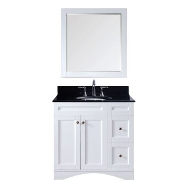 Virtu USA Elise 36" Single Sink Bathroom Vanity in White - ES-32036-BGRO-WH