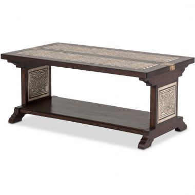 AICO Michael Amini La Paz Rectangular Cocktail Table with Stone Etched Inlay