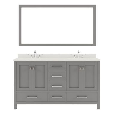 Virtu USA Caroline Avenue 60" Double Bathroom Vanity Set in Cashmere Grey #GD-50060-DWQRO-CG-001