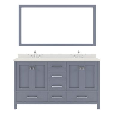 Virtu USA Caroline Avenue 60" Double Bathroom Vanity Set in Grey #GD-50060-DWQSQ-GR-001