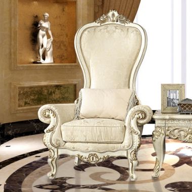 Homey Design HD-02 Chair with Decorative Trim in Plantation Cove White