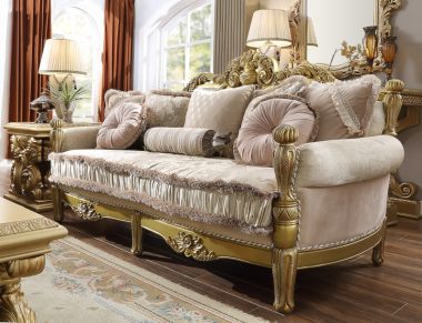 Homey Design HD-105 Sofa in Metallic Bright Gold