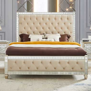 Homey Design HD-1090 Eastern King Bed in Mirror