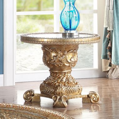 Homey Design HD-328G End Table in Gold