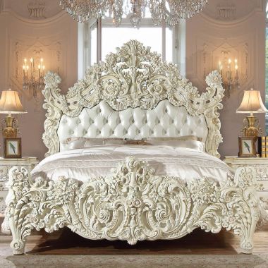 Homey Design HD-8089 Eastern King Bed in Ivory