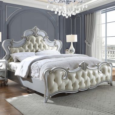 Homey Design HD-6036 Eastern King Bed in Luna Silver