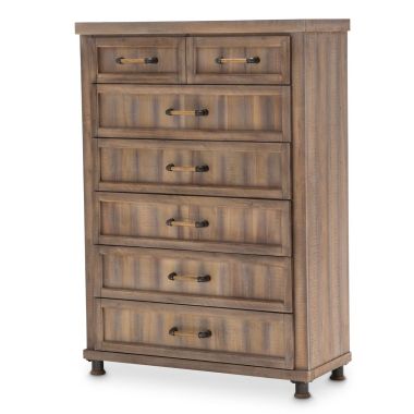 AICO Michael Amini Crossings 6 Drawer Vertical Storage Cabinets-Chest in Reclaimed Barn