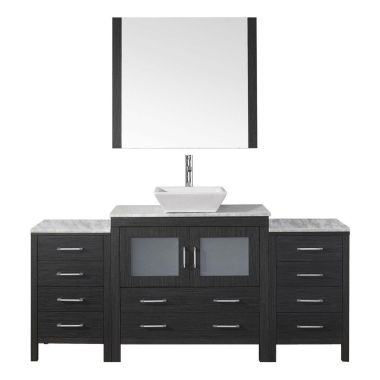 Virtu USA Dior 66" Single Bathroom Vanity Cabinet Set in Zebra Grey with Marble Countertop