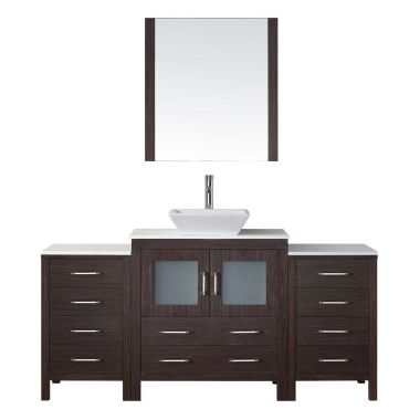 Virtu USA Dior 68" Single Bathroom Vanity Cabinet Set in Espresso with Pure Stone Countertop