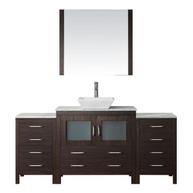 Virtu USA Dior 68" Single Square Sink Espresso Top Vanity in Espresso with Brushed Nickel Faucet and Mirror