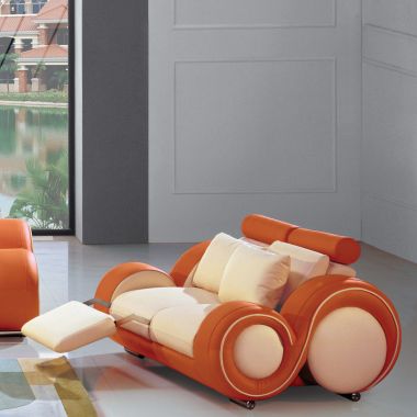 Titanic Furniture L27 Loveseat in Beige/Orange