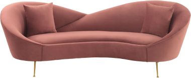 Armen Living Anabella Blush Fabric Upholstered Sofa with Brushed Gold Legs