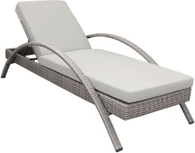 Armen Living Aloha Adjustable Patio Outdoor Chaise Lounge Chair in Grey Wicker