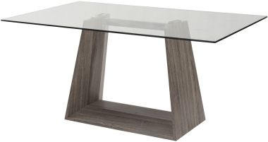Armen Living Bravo Contemporary Dining Table in Dark Sonoma Base With Clear Glass