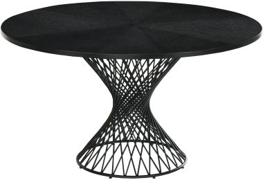 Armen Living Cirque 54" Round Black Wood and Metal Pedestal Dining Table
