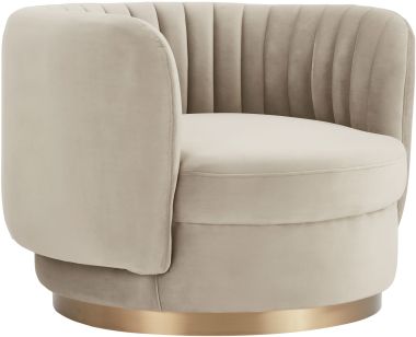 Armen Living Davy Taupe Velvet Swivel Accent Chair with Gold Base