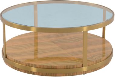 Armen Living Hattie Glass Top Coffee Table with Brushed Gold Legs