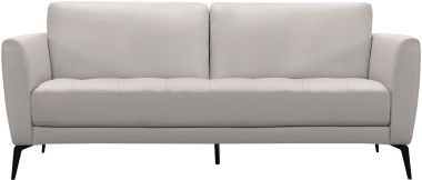 Armen Living Hope Contemporary Sofa in Genuine Dove Gray Leather with Black Metal Legs