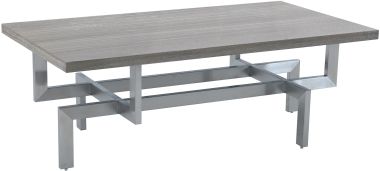 Armen Living Illusion Gray Wood Coffee Table with Brushed Stainless Steel Base