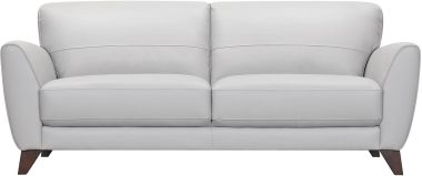 Armen Living Jedd Contemporary Sofa in Genuine Dove Gray Leather with Brown Wood Legs