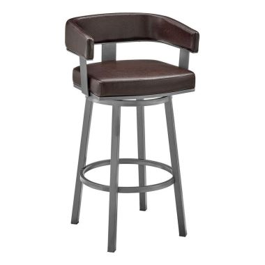 Armen Living Lorin 30" Bar Height Swivel Stool in Chocolate Faux Leather