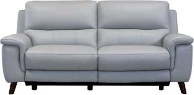 Armen Living Lizette Contemporary Sofa in Dark Brown Wood Finish and Dove Gray Genuine Leather